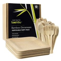Eco Friendly Premium Bamboo Plates and Bamboo Cutlery Set